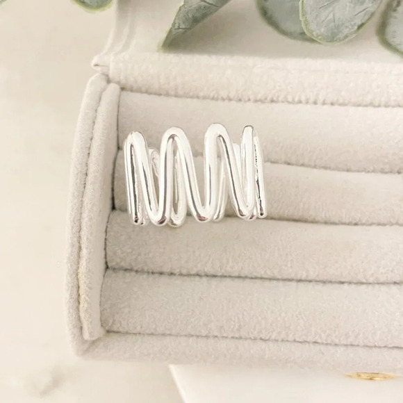 925 Sterling Silver Wide Ring Statement Ring Modern Ring Band - Picture 4 of 9
